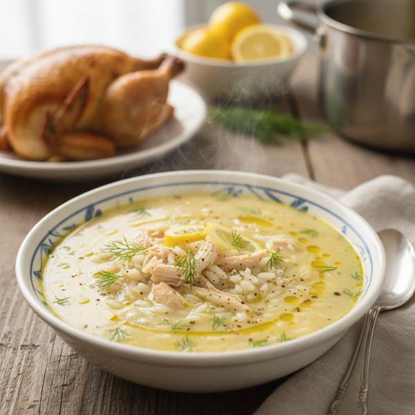 Lemony Greek Chicken and Rice Soup recipe