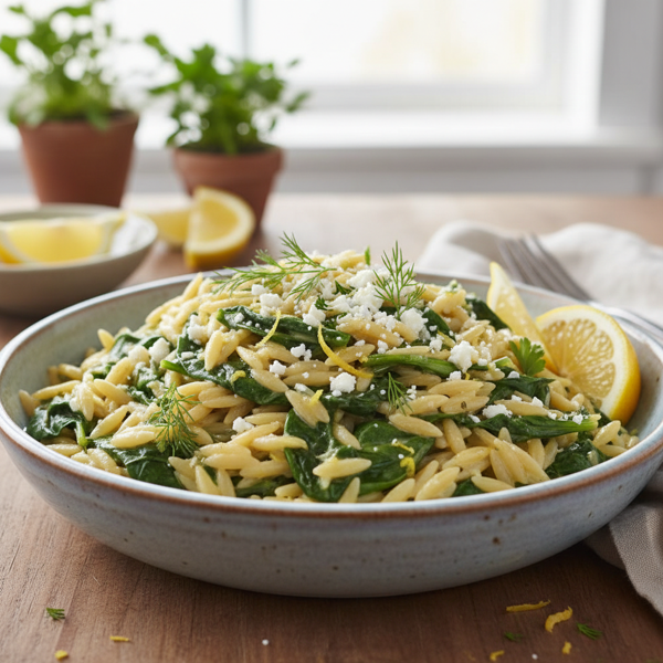 Lemony Orzo and Spinach Delight recipe
