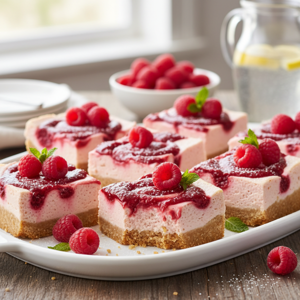 Light & Decadent Raspberry Cheesecake Bars recipe