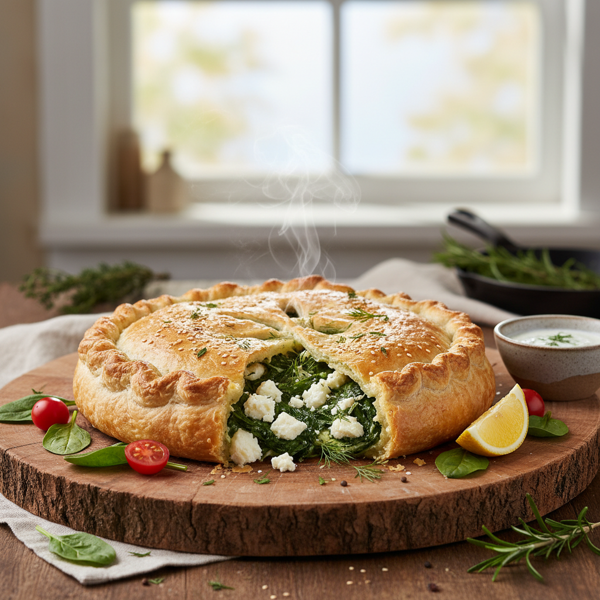 Light & Flavorful Spinach and Cheese Savory Pie recipe