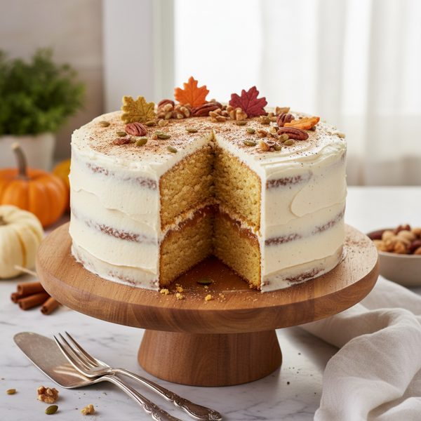 Light & Luscious Harvest Pumpkin Cake recipe