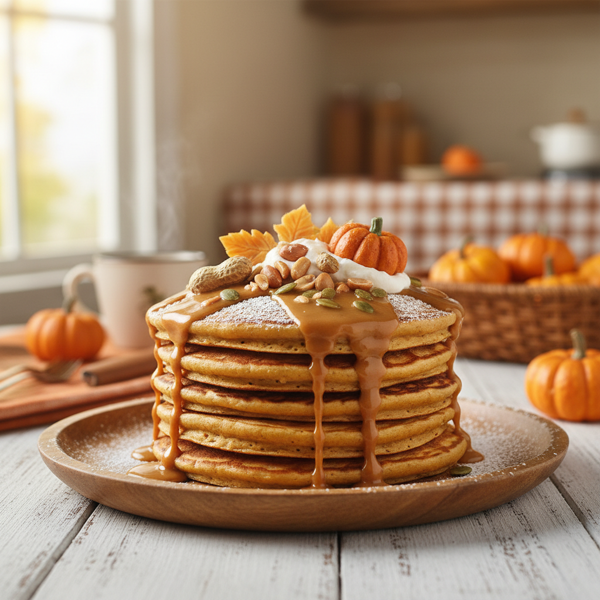 Light and Fluffy Peanut Butter Pumpkin Pancakes recipe