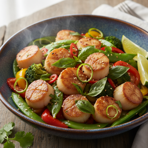 Lime Basil Scallop Stir-Fry recipe