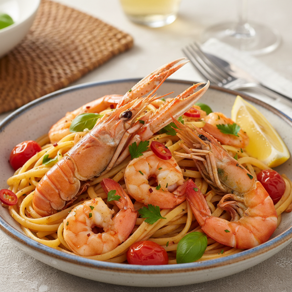 Linguine al Scampi con Gamberi recipe