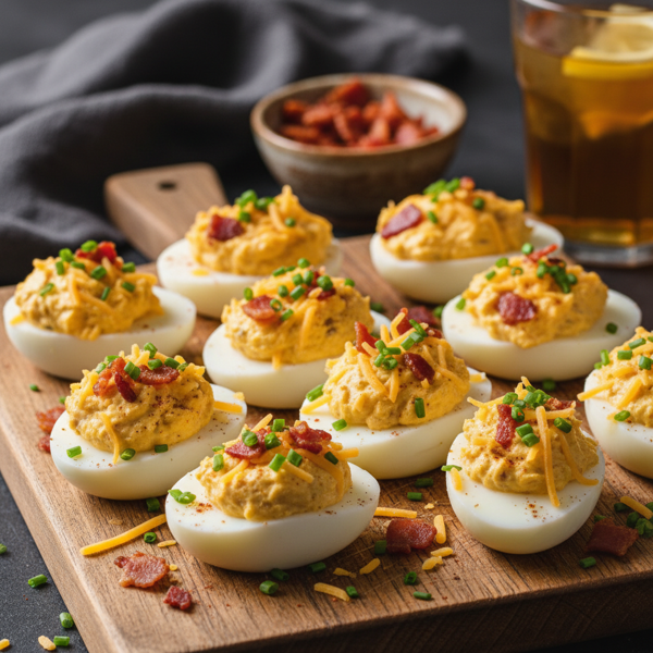 Loaded Bacon Cheddar Deviled Eggs recipe