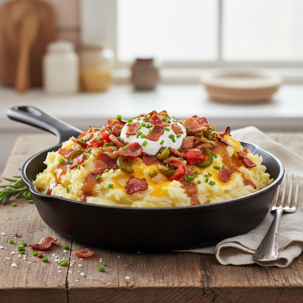 Loaded Bacon & Veggie Mashed Potatoes recipe