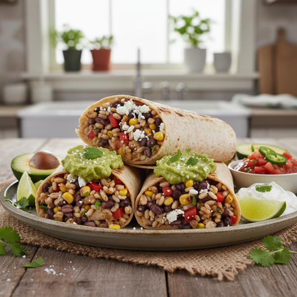 Loaded Barley and Black Bean Burritos recipe