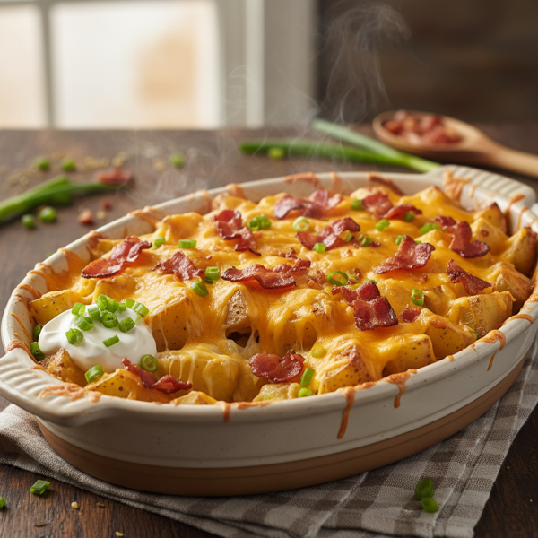 Loaded Cheesy Bacon Potato Bake recipe