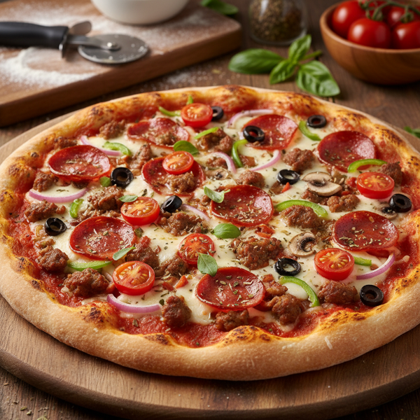 Loaded Ground Beef Supreme Pizza recipe