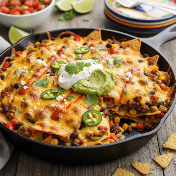 Loaded Taco Bean Nacho Bake recipe