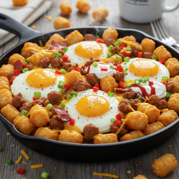 Loaded Tater Tot Breakfast Skillet recipe
