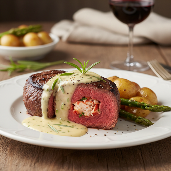Lobster-Stuffed Beef Tenderloin with Classic Béarnaise Sauce recipe