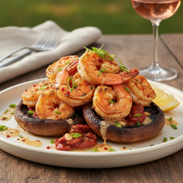 Louisiana-Italian Grilled Shrimp Over Portabella recipe