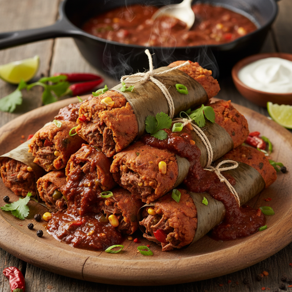 Louisiana Spicy Beef & Pork Tamales recipe