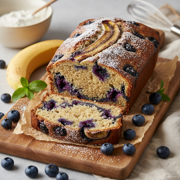 Luscious Blueberry Banana Bread recipe