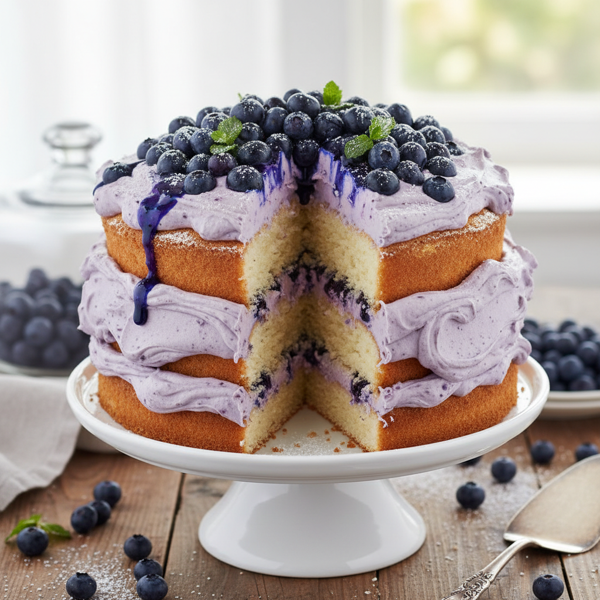 Luscious Blueberry Cream Angel Cake recipe