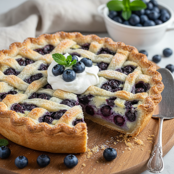 Luscious Blueberry Cream Delight Pie recipe
