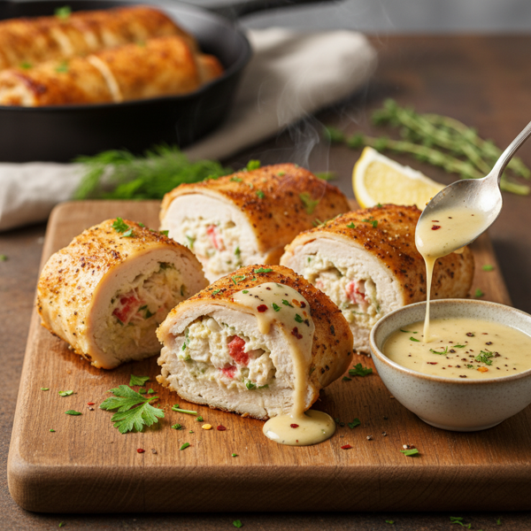 Luscious Crab-Stuffed Chicken Roll-Ups recipe