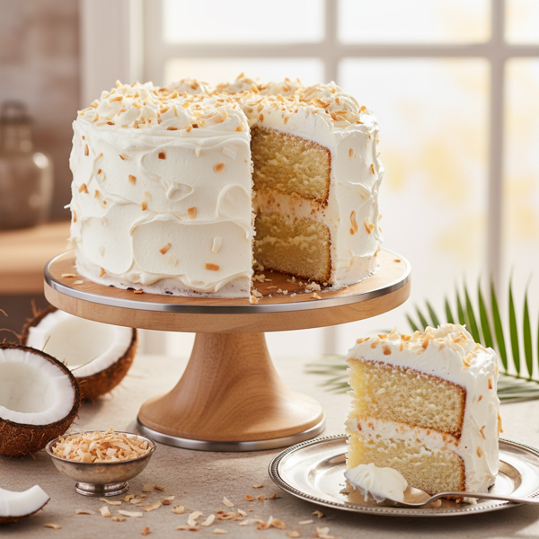 Luscious Double Coconut Delight Cake with Whipped Coconut Frosting recipe
