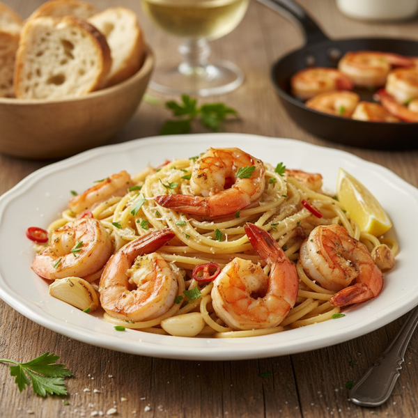 Luscious Garlic Shrimp Pasta Delight recipe