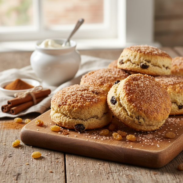 Luscious Golden Raisin Scones with Cinnamon Sugar Topping recipe