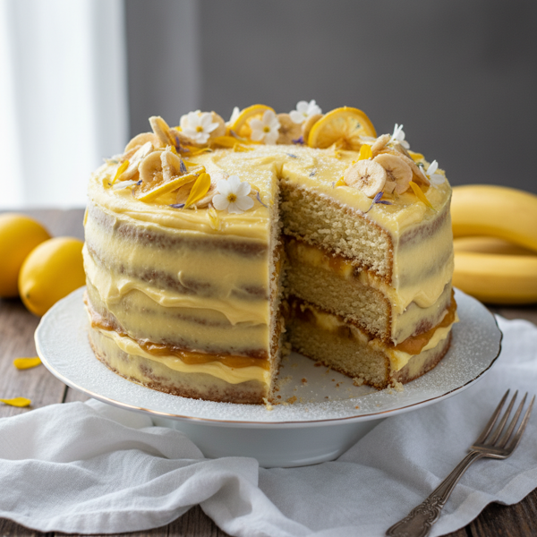Luscious Lemon Banana Delight Cake recipe