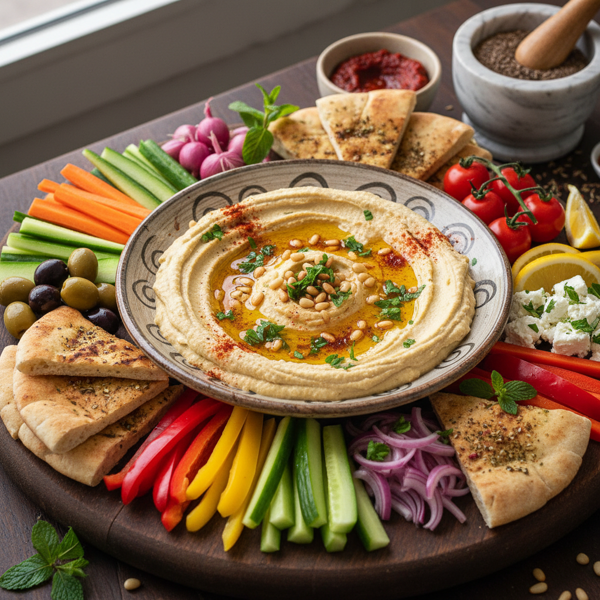 Luscious Mediterranean Hummus Platter recipe