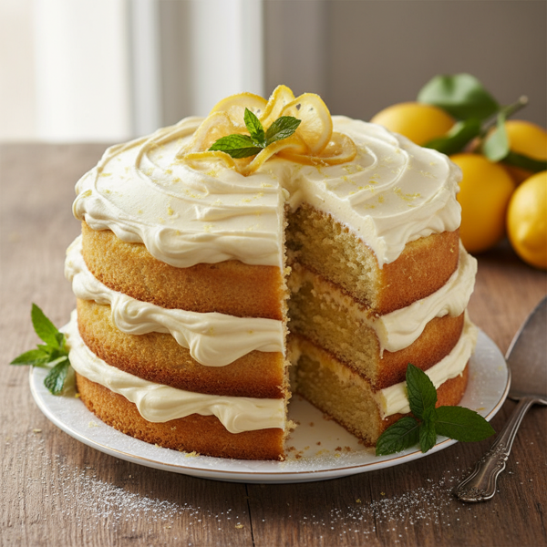 Luscious Meyer Lemon Delight Cake with Creamy Lemon Frosting recipe
