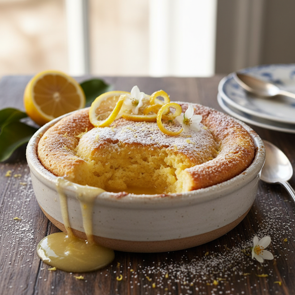 Luscious Meyer Lemon Pudding Cake recipe