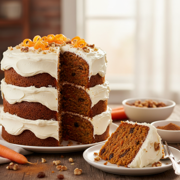 Luscious Moist Carrot Cake with Cream Cheese Frosting recipe
