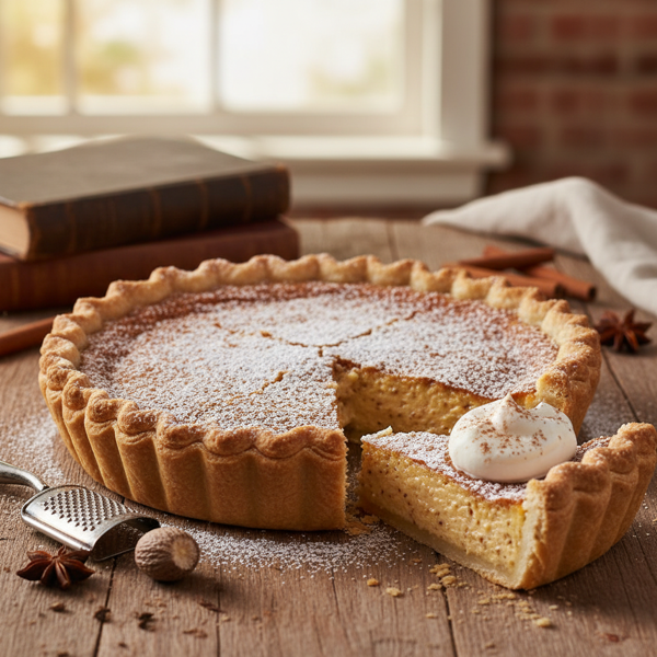 Luscious Nutmeg Sugar Cream Pie recipe