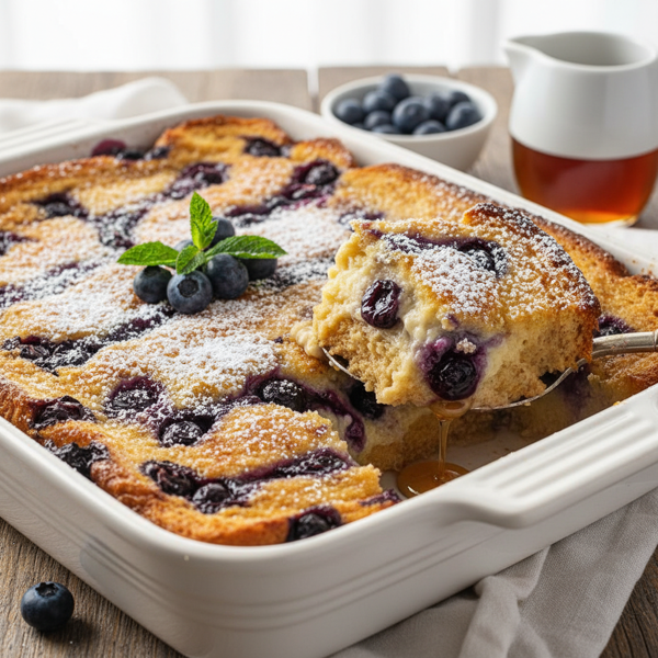 Luscious Overnight Blueberry French Toast Bake recipe