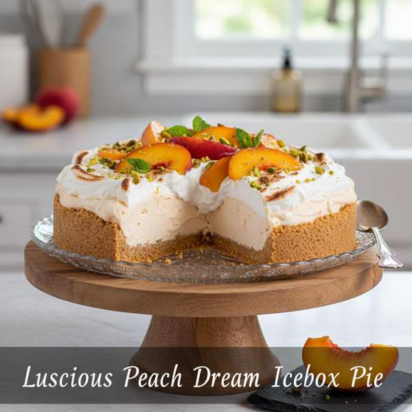 Luscious Peach Dream Icebox Pie recipe