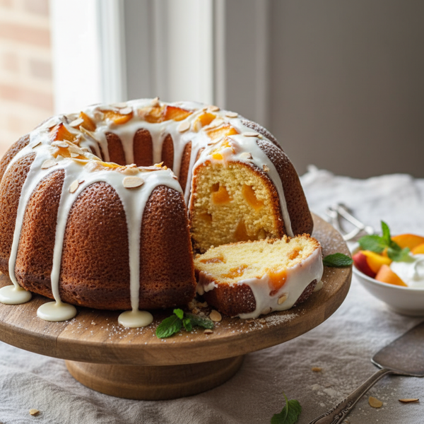 Luscious Peach Sour Cream Pound Cake recipe