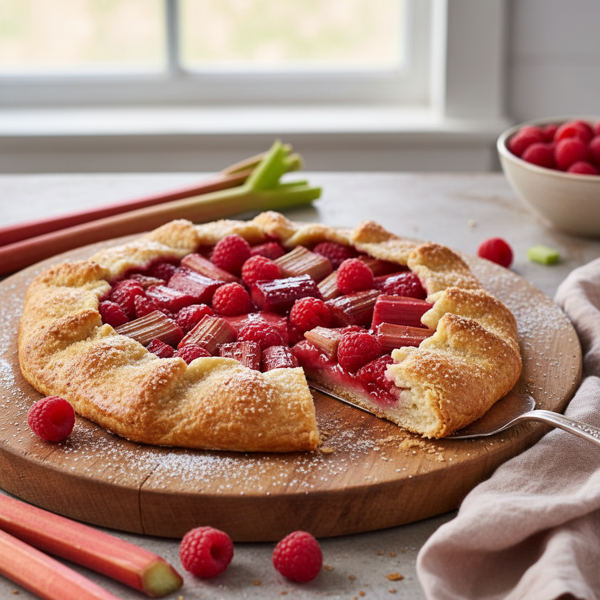 Luscious Rhubarb and Raspberry Galette recipe