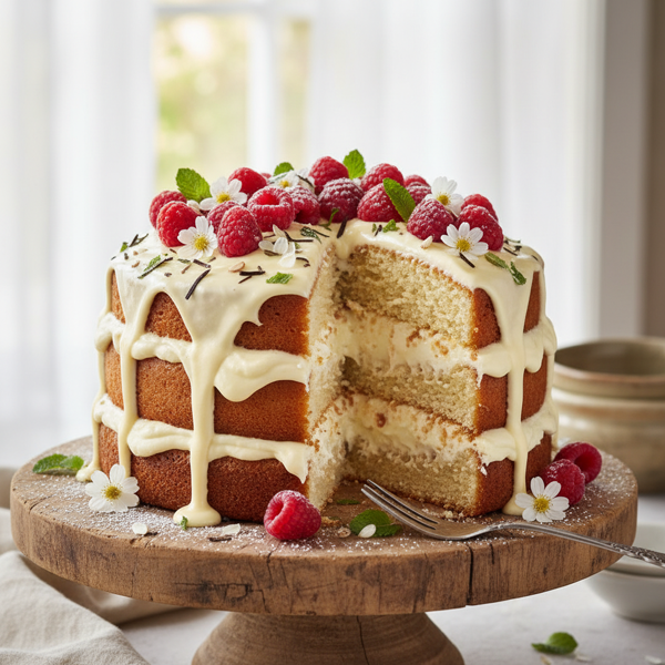 Luscious Ricotta-Stuffed Vanilla Cake recipe