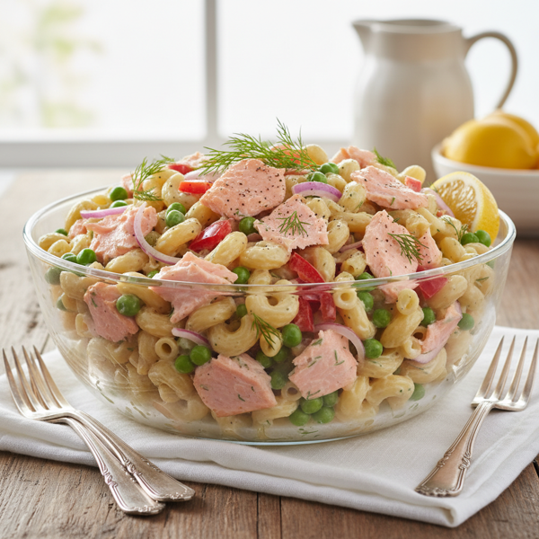 Luscious Salmon Macaroni Salad Delight recipe