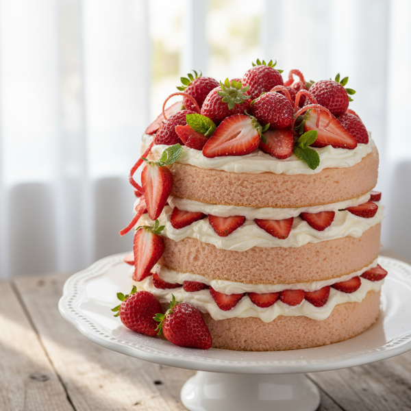 Luscious Strawberry Delight Cake recipe