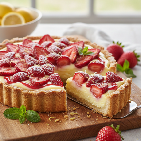 Luscious Strawberry Lemon Curd Tart with Cookie Crust recipe