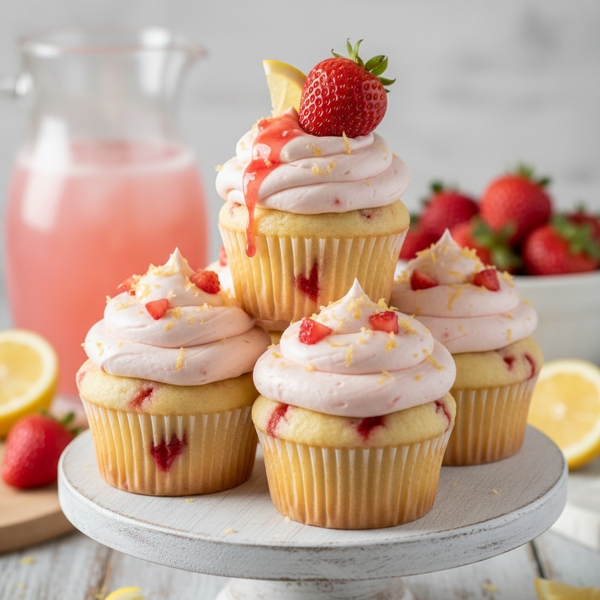Luscious Strawberry Lemonade Cupcakes with Creamy Frosting recipe