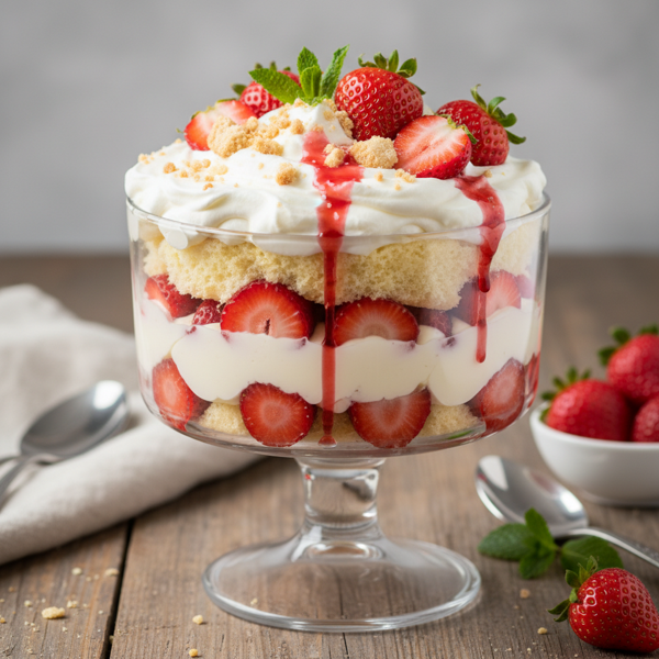 Luscious Vanilla Strawberry Trifle recipe
