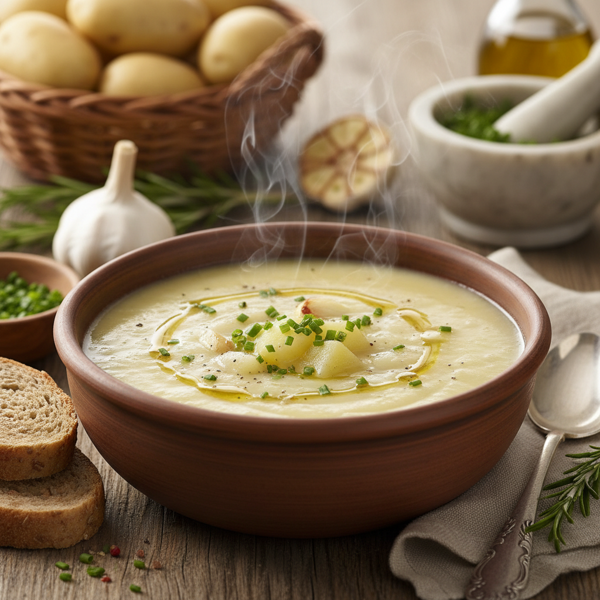 Lusciously Creamy Healthy Potato and Garlic Soup recipe