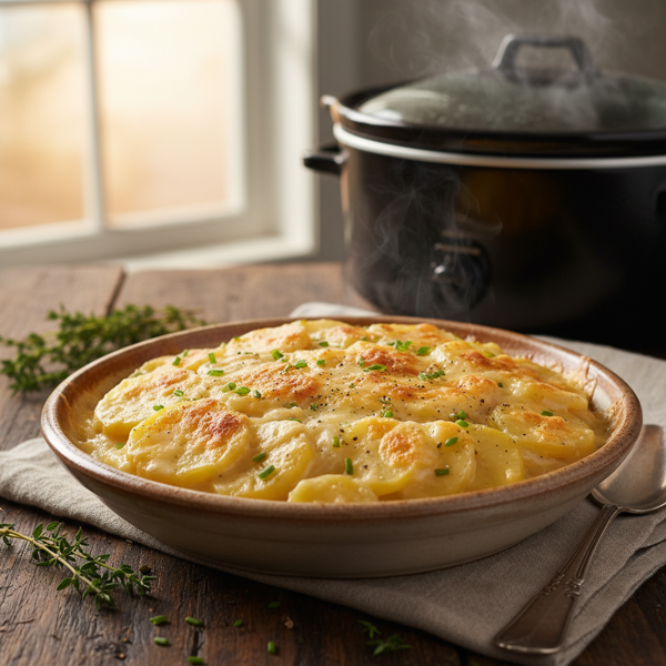 Lusciously Creamy Slow Cooker Scalloped Potatoes recipe