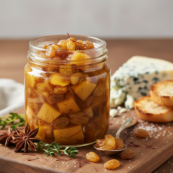 Luxe Saffron-Infused Pear Chutney recipe
