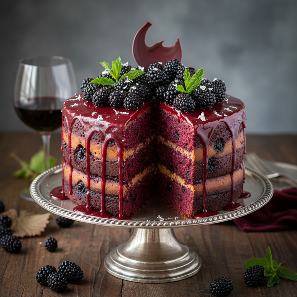 Luxurious Blackberry Wine Cake with Glaze recipe