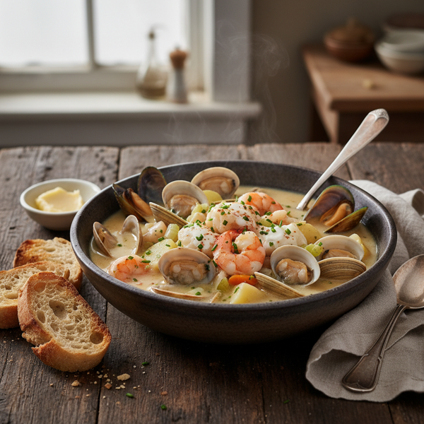 Luxurious Clam & Seafood Chowder recipe