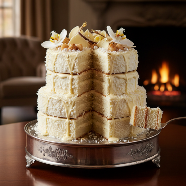 Luxurious Coconut and White Chocolate Layer Cake recipe