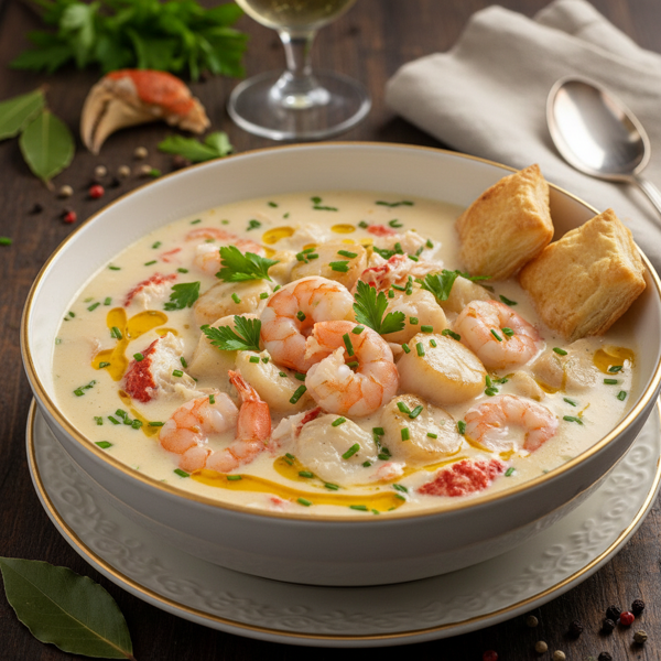 Luxurious Creamy Seafood Chowder recipe