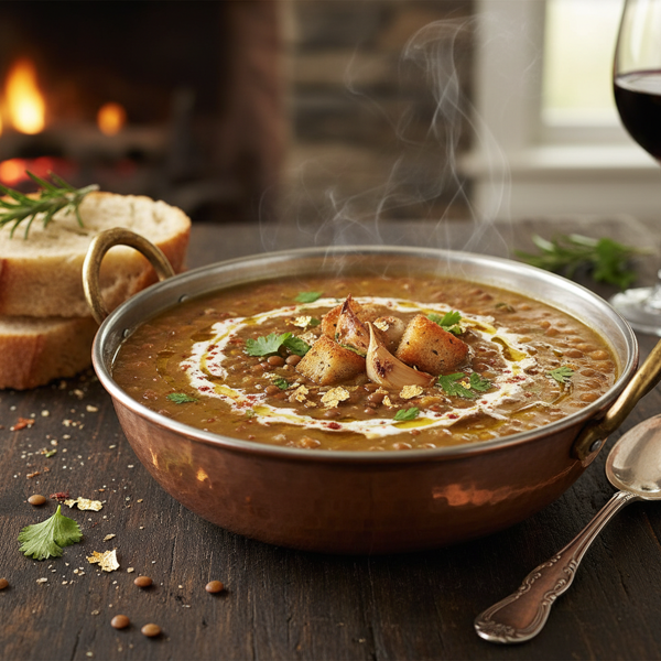 Luxurious Lentil & Garlic Soup recipe