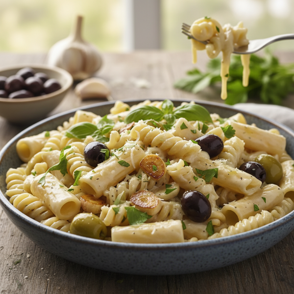 Luxuriously Creamy Olive & Garlic Pasta Delight recipe